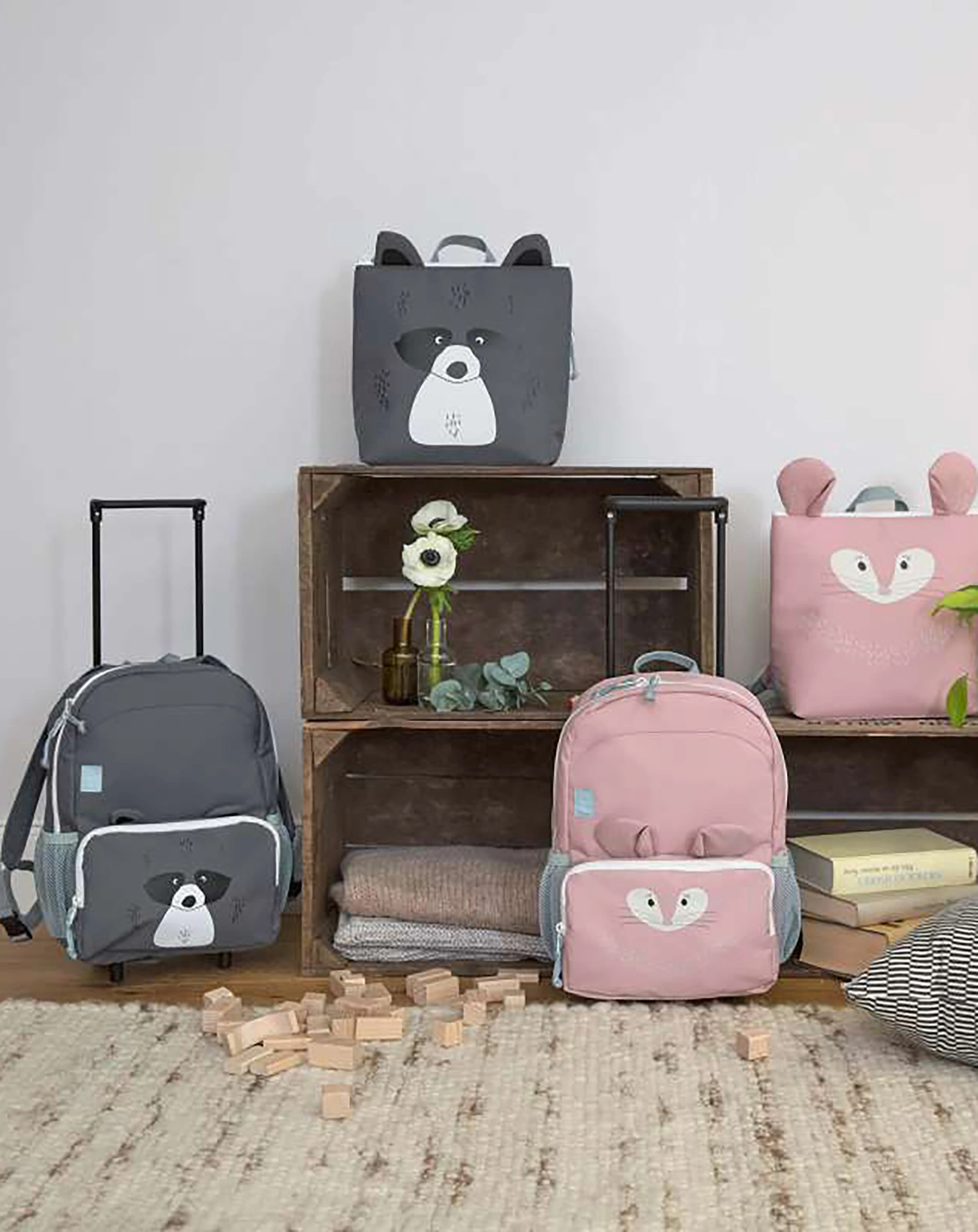 Kinderrucksack COOLER – RACOON (28x11x29) in grau