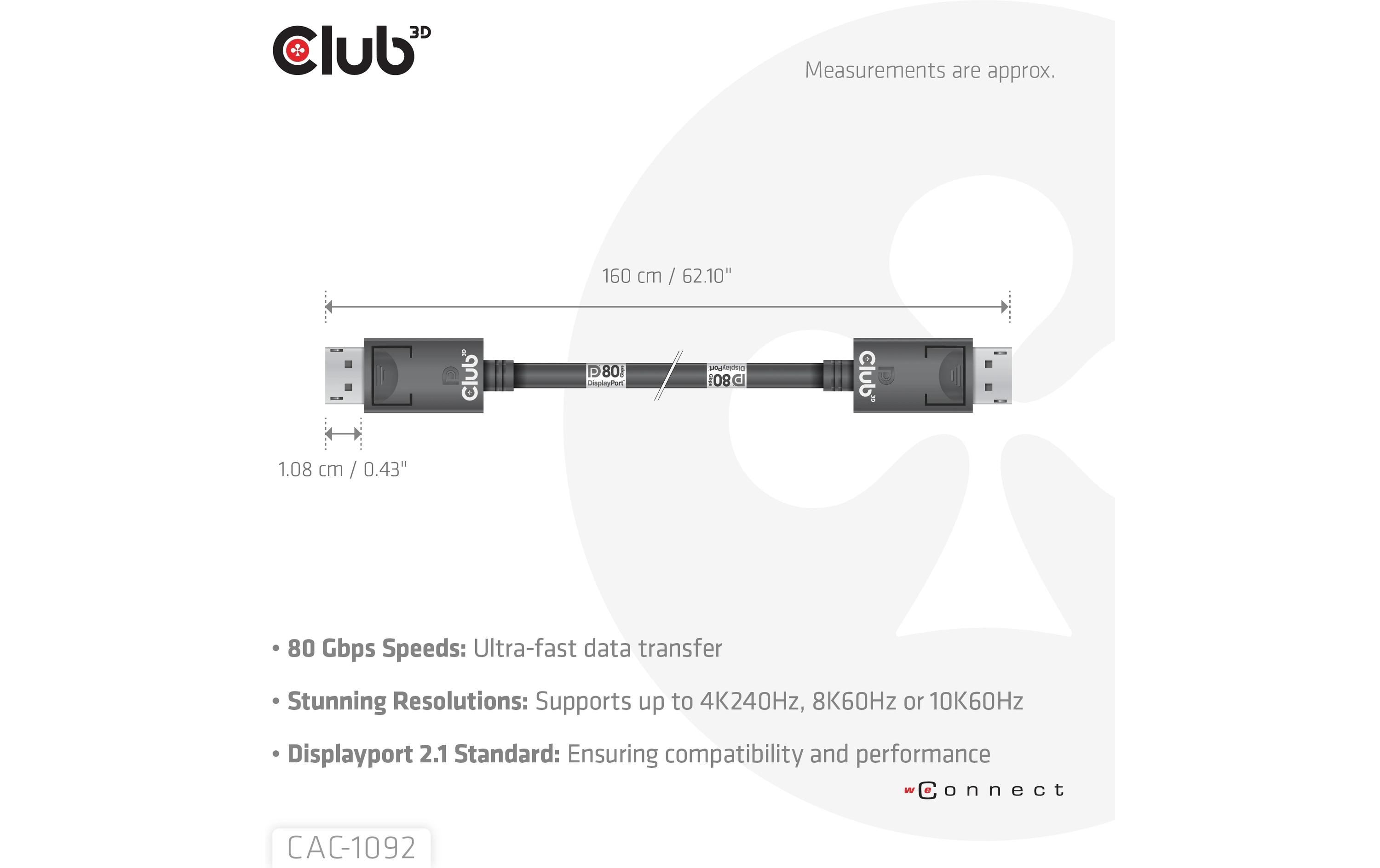 Kabel CAC-1092 DisplayPort - DisplayPort, 1.6 mBi-Direktionales DisplayPort-Kabel