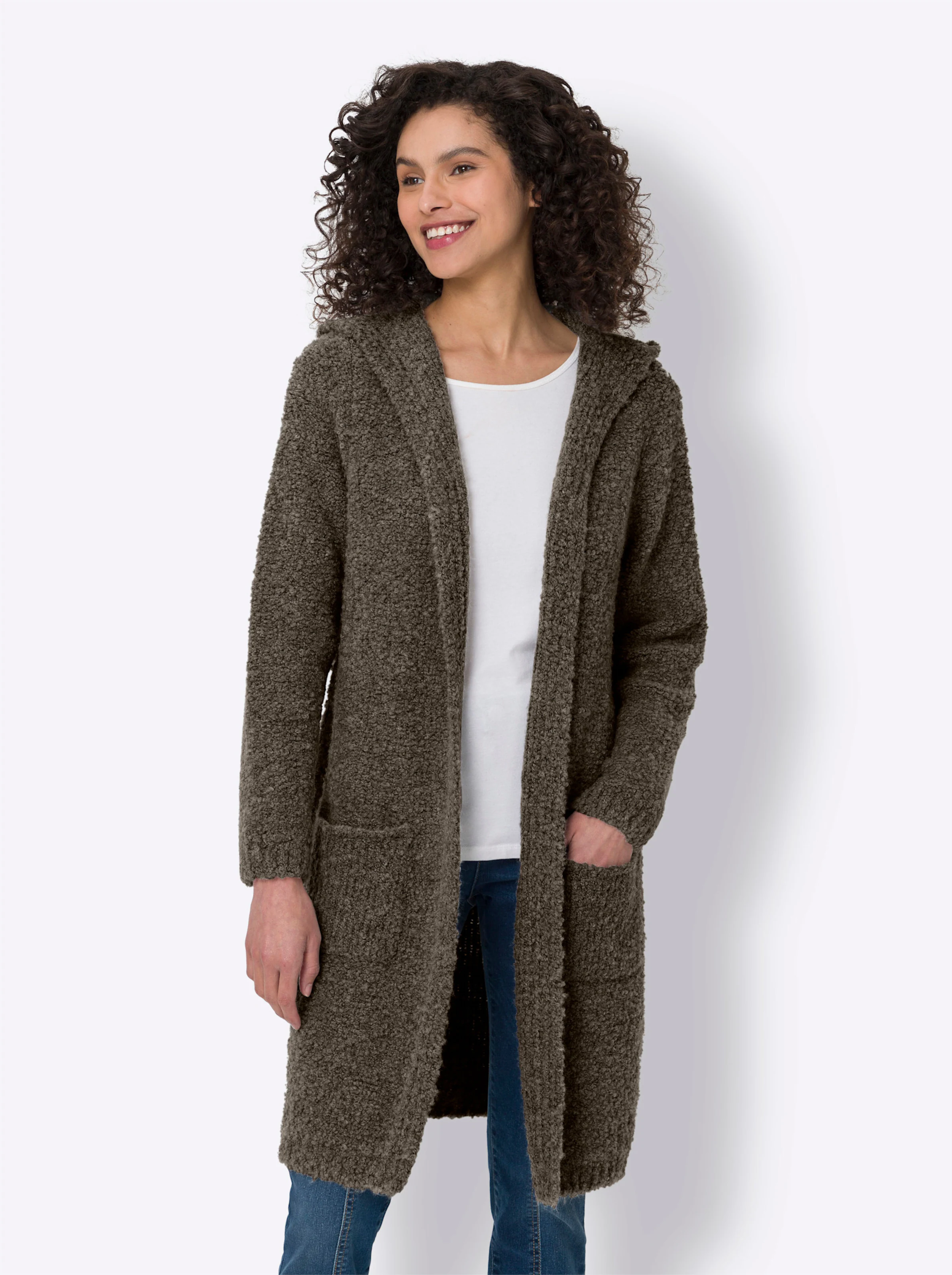 heine Strickjacke in dunkeltaupe-meliert