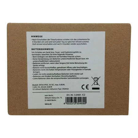 Idena LED Teelichter 12er Box Idena Flackereffekt Timer