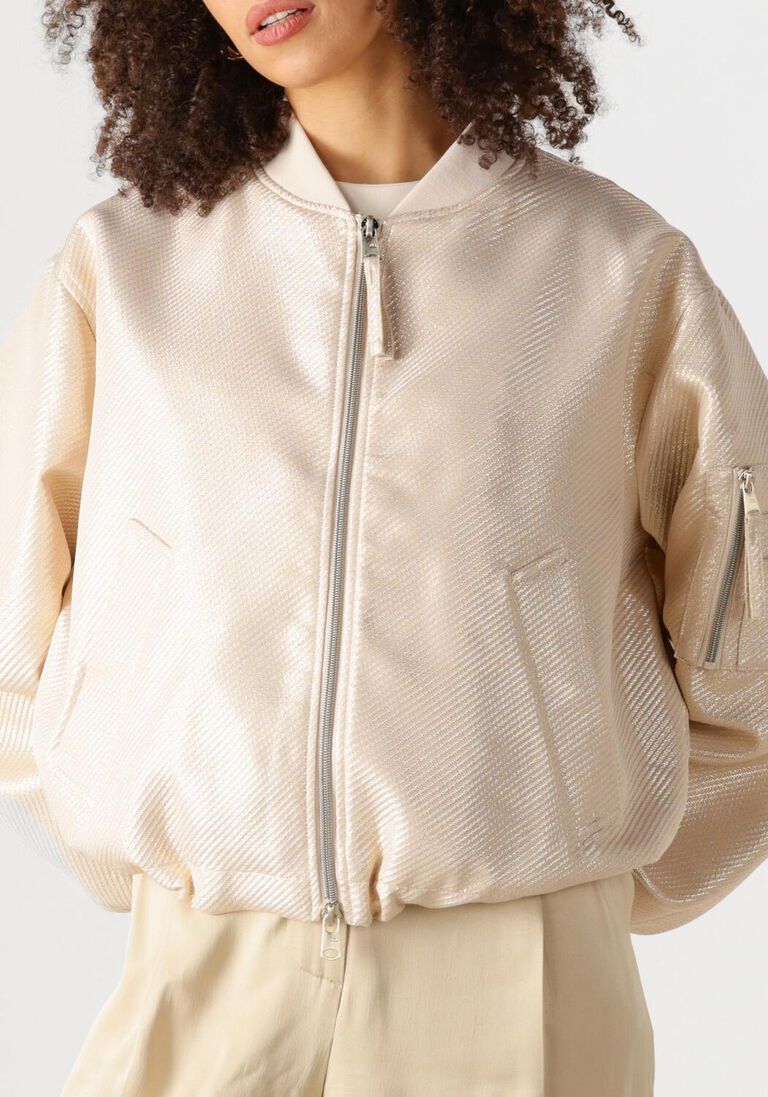 beige beaumont jack goldie bomber jacket