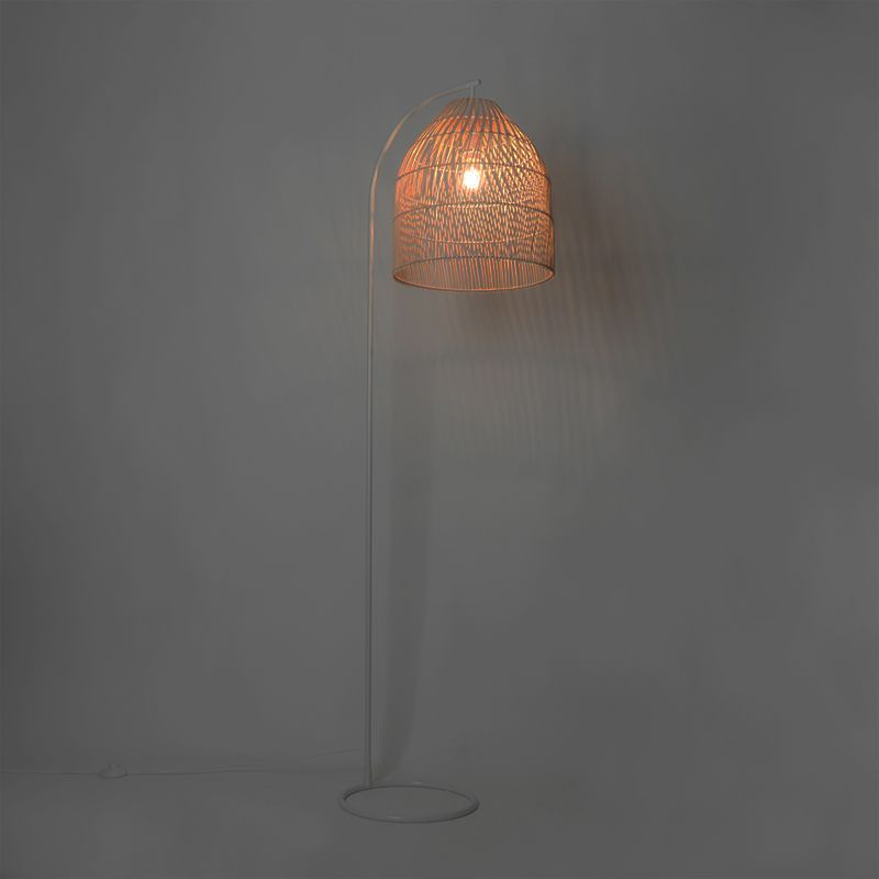 Landelijke vloerlamp wit met rotan - Sam