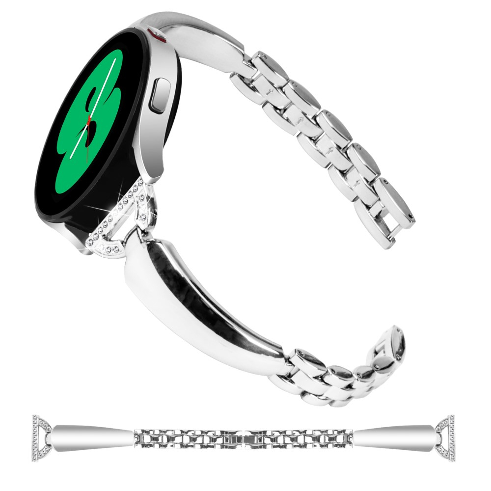 Samsung Galaxy Watch Active 2 (40mm) Strassstein Armreif Edelstahl Schmuckarmband - Silber
