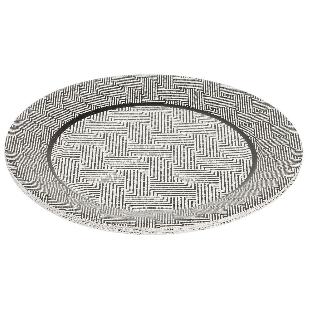Lot de 10 assiettes plates rondes carton motif géométrique blanc et noir Ø23cm