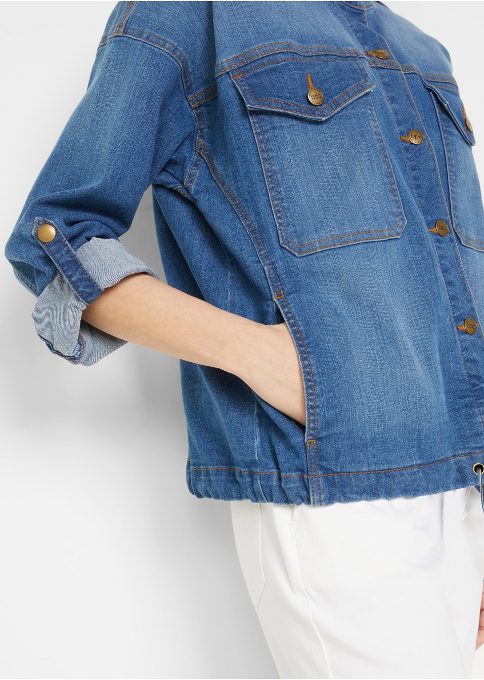 Veste en jean oversize avec manches retroussables
