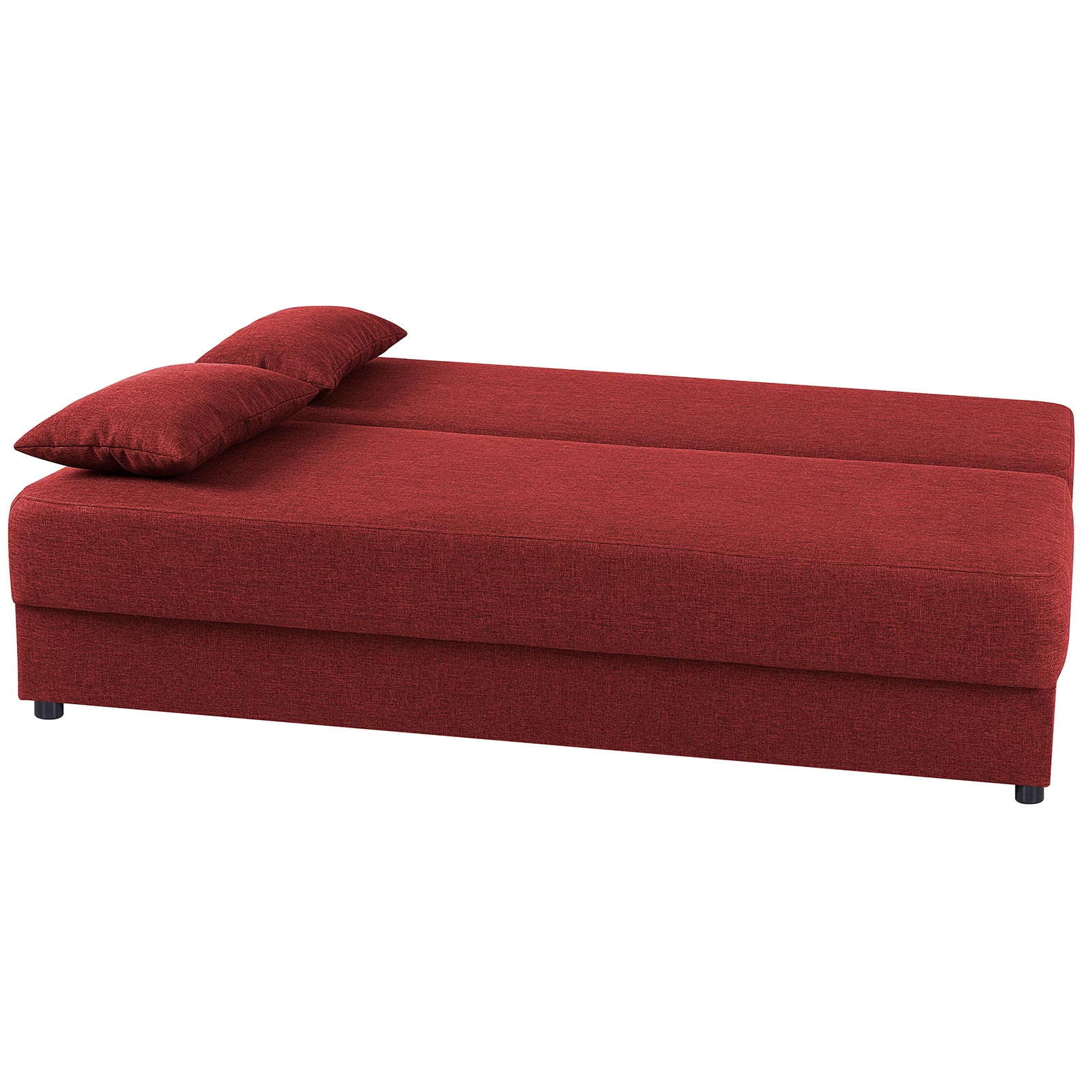 Schlafsofa - rot-silber - mit Staukasten