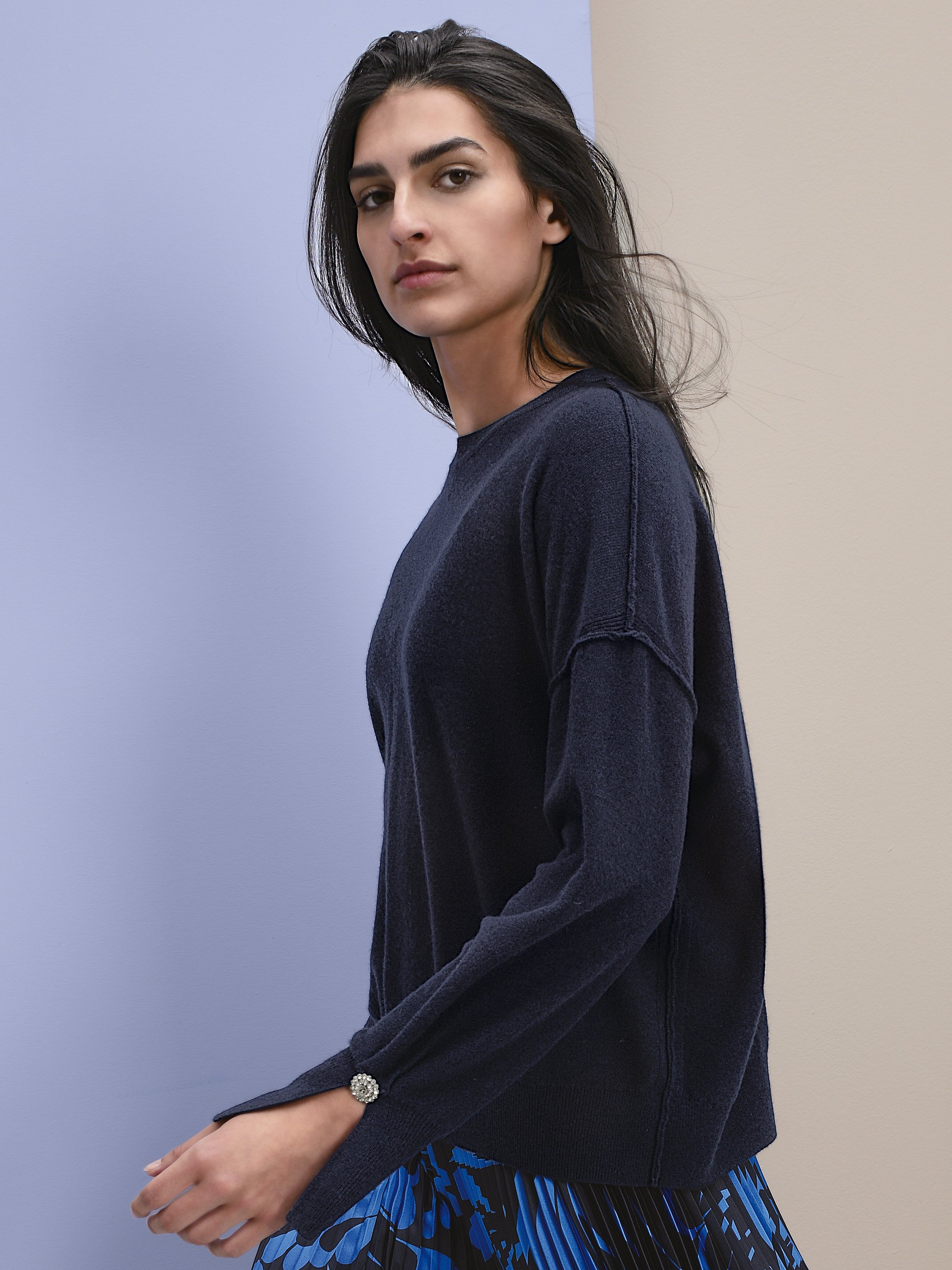 Rundhals-Pullover aus Schurwolle und Kaschmir