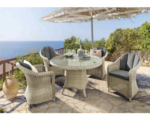Destiny Malaga Luna 5-delige zitset, ronde tafel, 100x75 cm