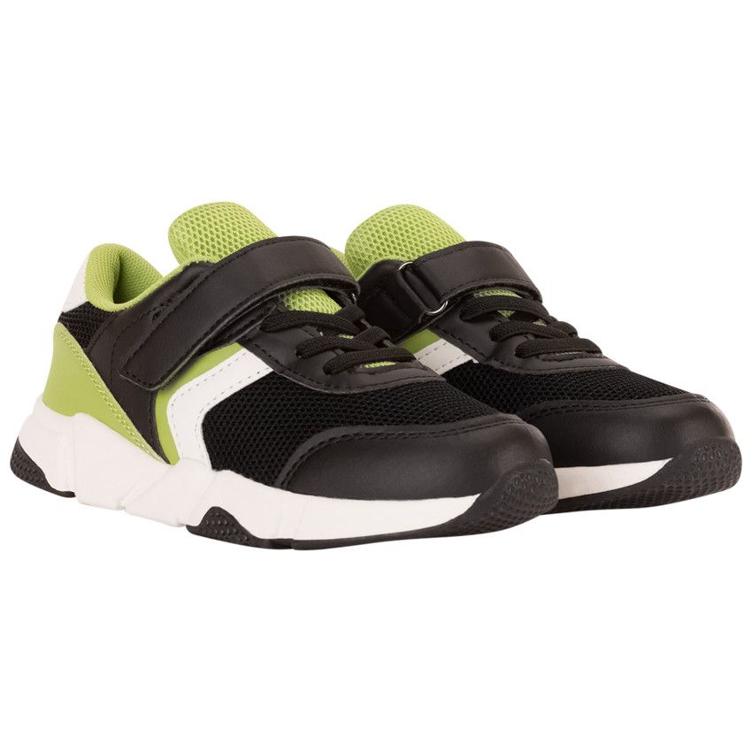 Baskets de sport avec lacets élastiques et velcro pour garçon - Noir