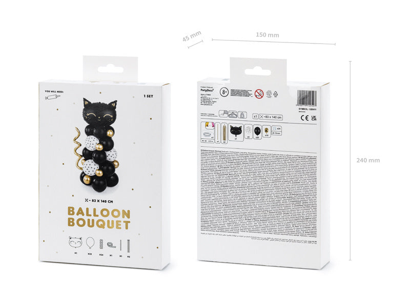 Ballonnenpilaar Kat Zwart 1,4m