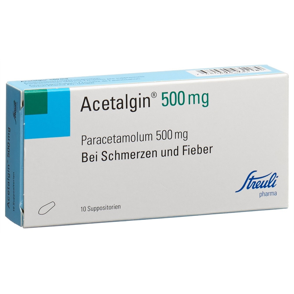 ACETALGINE Supp 500 mg Blist 10 Stk<br>10 Stück, Blister, Zäpfchen