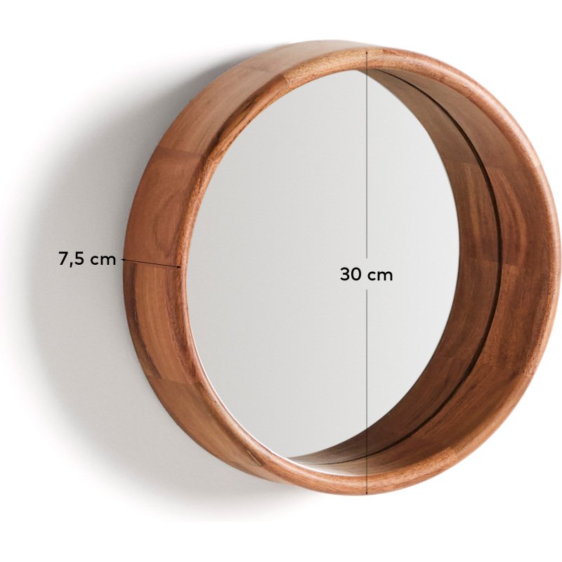 Miroir Berale en bois d’acacia Ø 30,5 cm