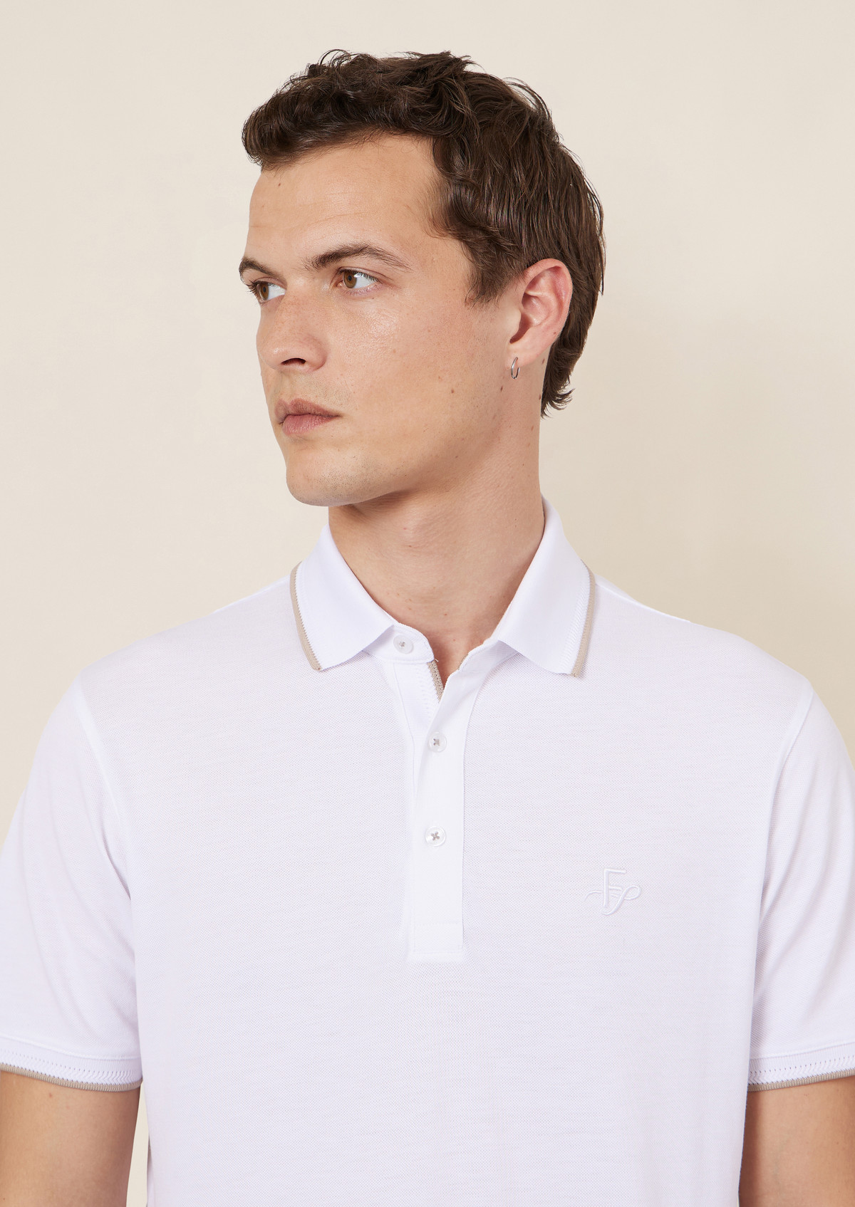 Polo manches courtes Slim en coton uni blanc