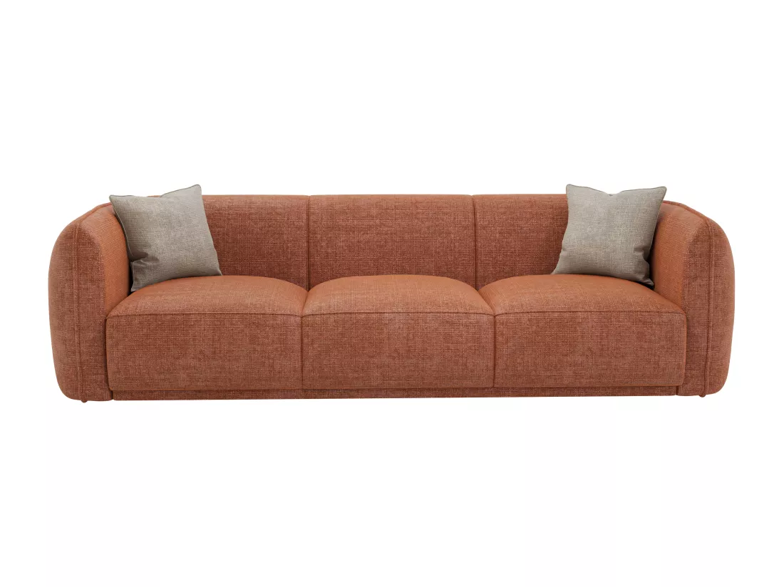 Canapé 3 places en tissu texturé terracotta JUNETI