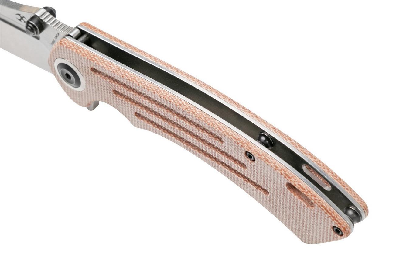 Kansept Pretatout T1032A3 Stonewashed 154CM, Brown Micarta zakmes, Kmaxrom design