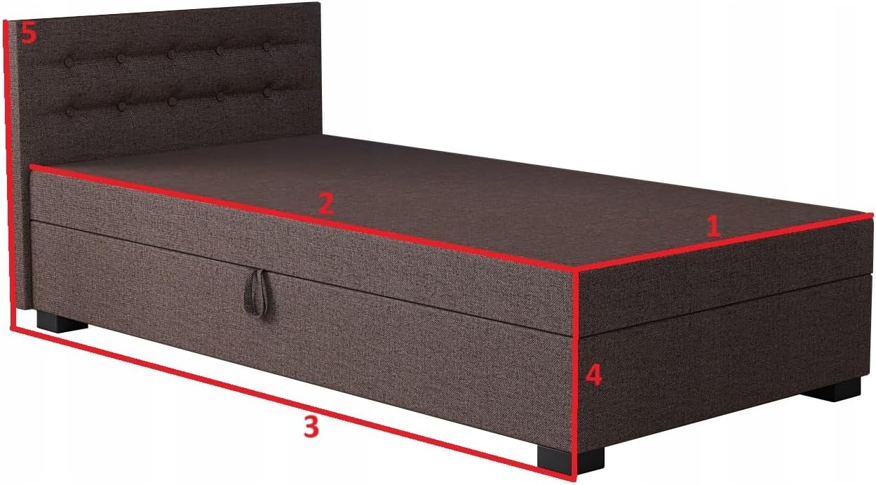 Boxspringbett Olaf 80x200x42 cm mit Taschenfederkern Matratze, Bett mit Matratze, Polsterbett mit Bettkasten, Gepolstertes Einzel Bett, Schlafsofa - Braun