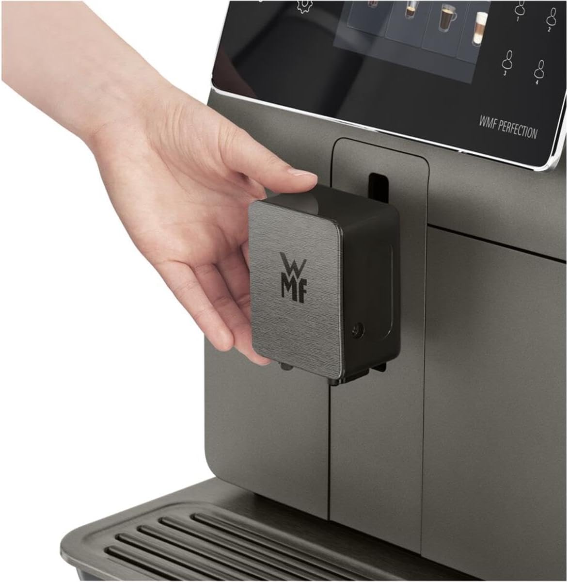 WMF Perfection 780L Kaffeevollautomat mit Milchsystem,18 Getränkespezialitäten, Double Thermoblock, Edelstahl-Mahlwerk, Nutzerprofil, 1l Milchbehälter, TÜV Hygienezertifikat