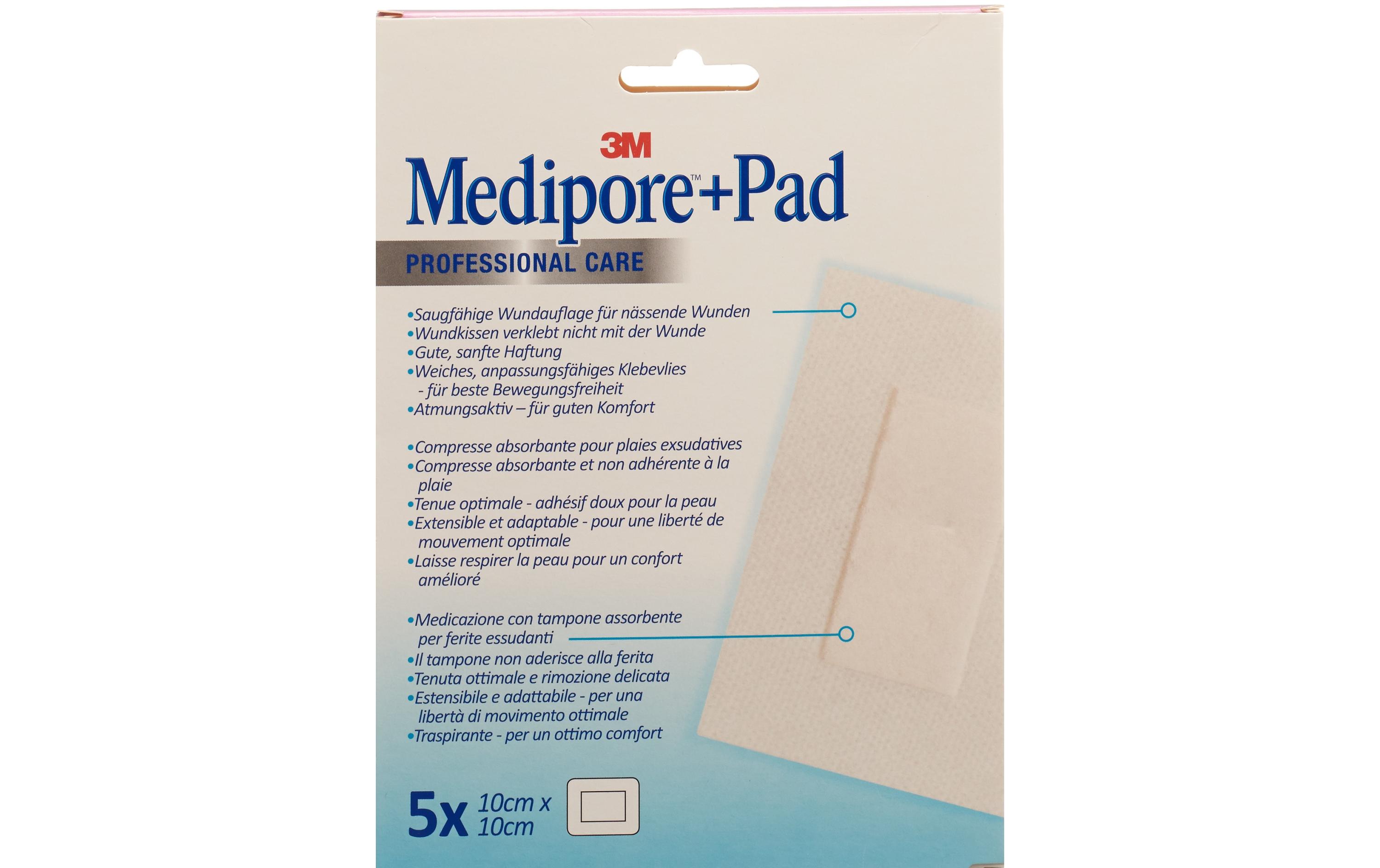 Wundpflaster Medipore + Pad 10 x 10 cm 5 StückWundverband mit Wundkissen