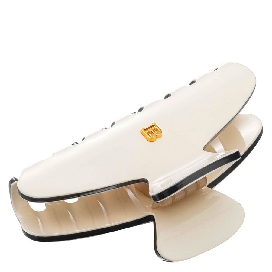 Balmain Cellulose Acetate Pince à Cheveux Medium White/Black