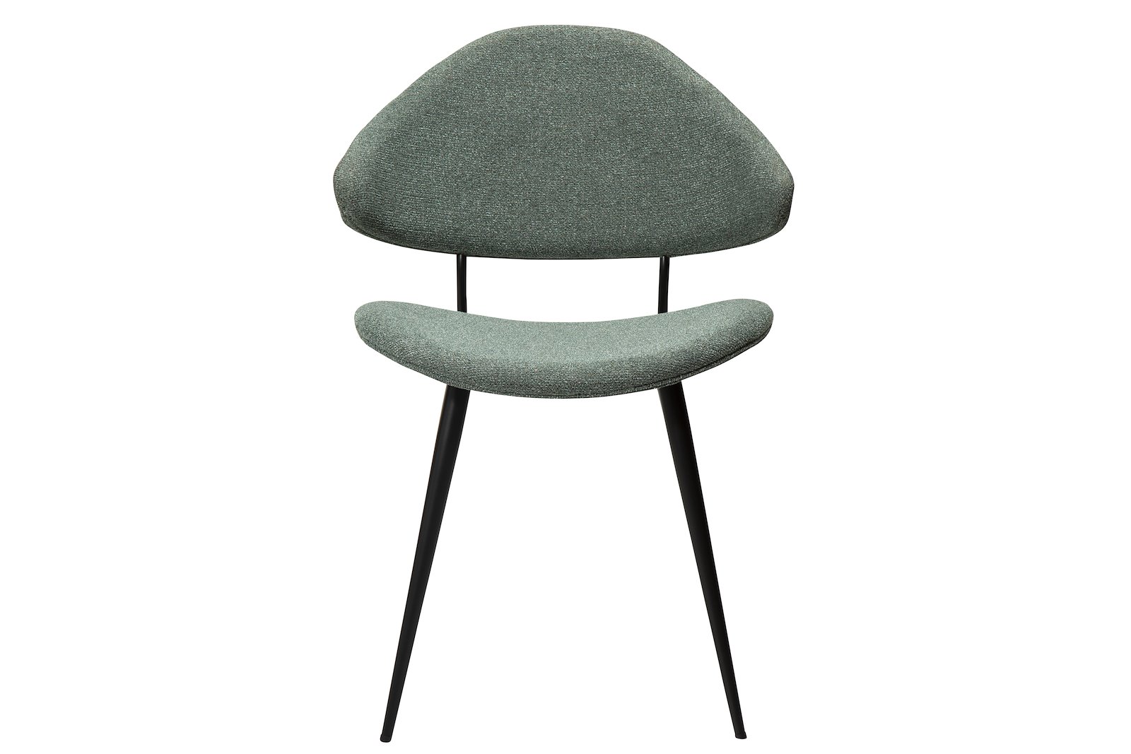 Napoleon spisestol Tekstil Bouclé Pebble Green og sorte ben.