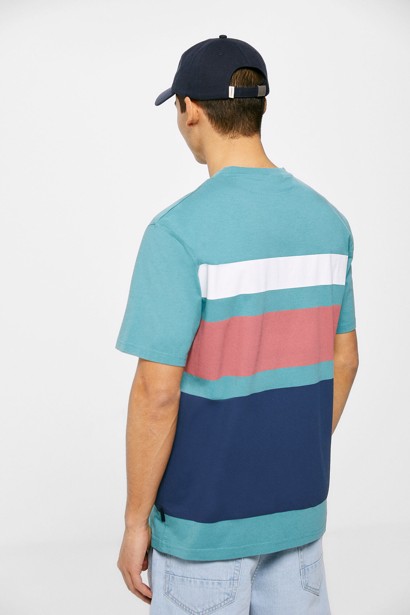 Camiseta color block - turquesa