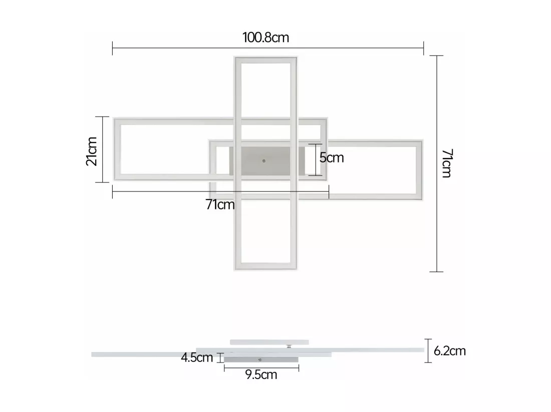 NETTLIFE Plafonnier LED Salon RVB Changement de Couleur Dimmable avec Télécommande Chambre Lampe Moderne 50W