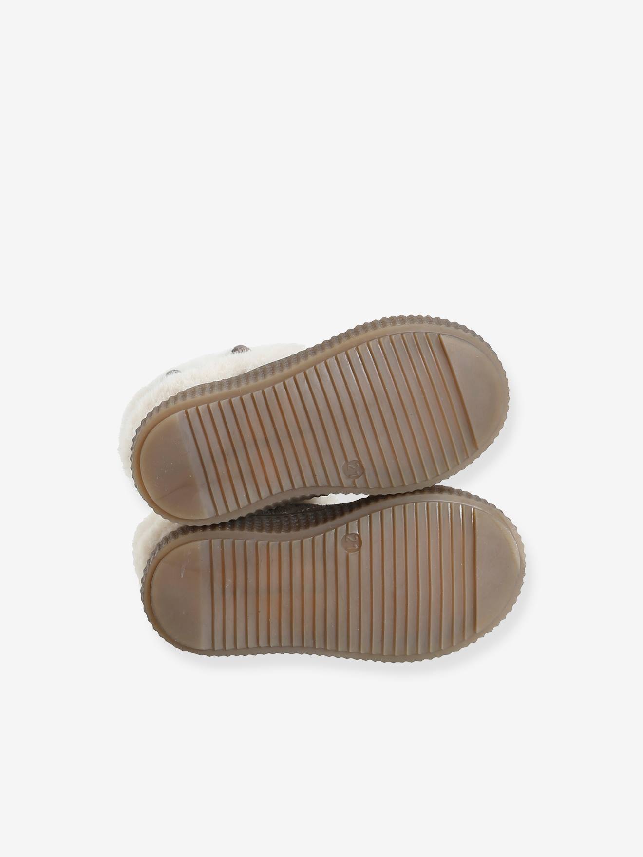 Botas de cano curto forradas em couro, para bebê menina, bege médio, lisas