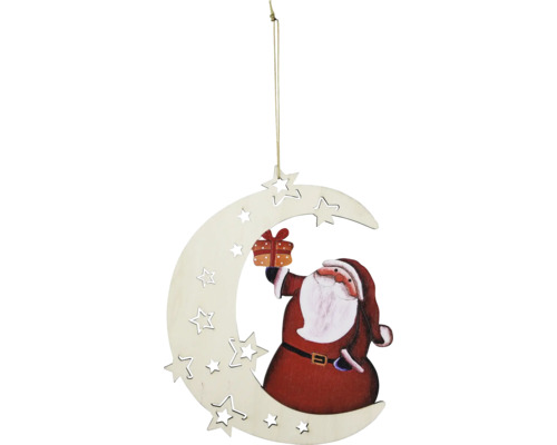 Kerstdecoratie hanger Kerstman hout naturel