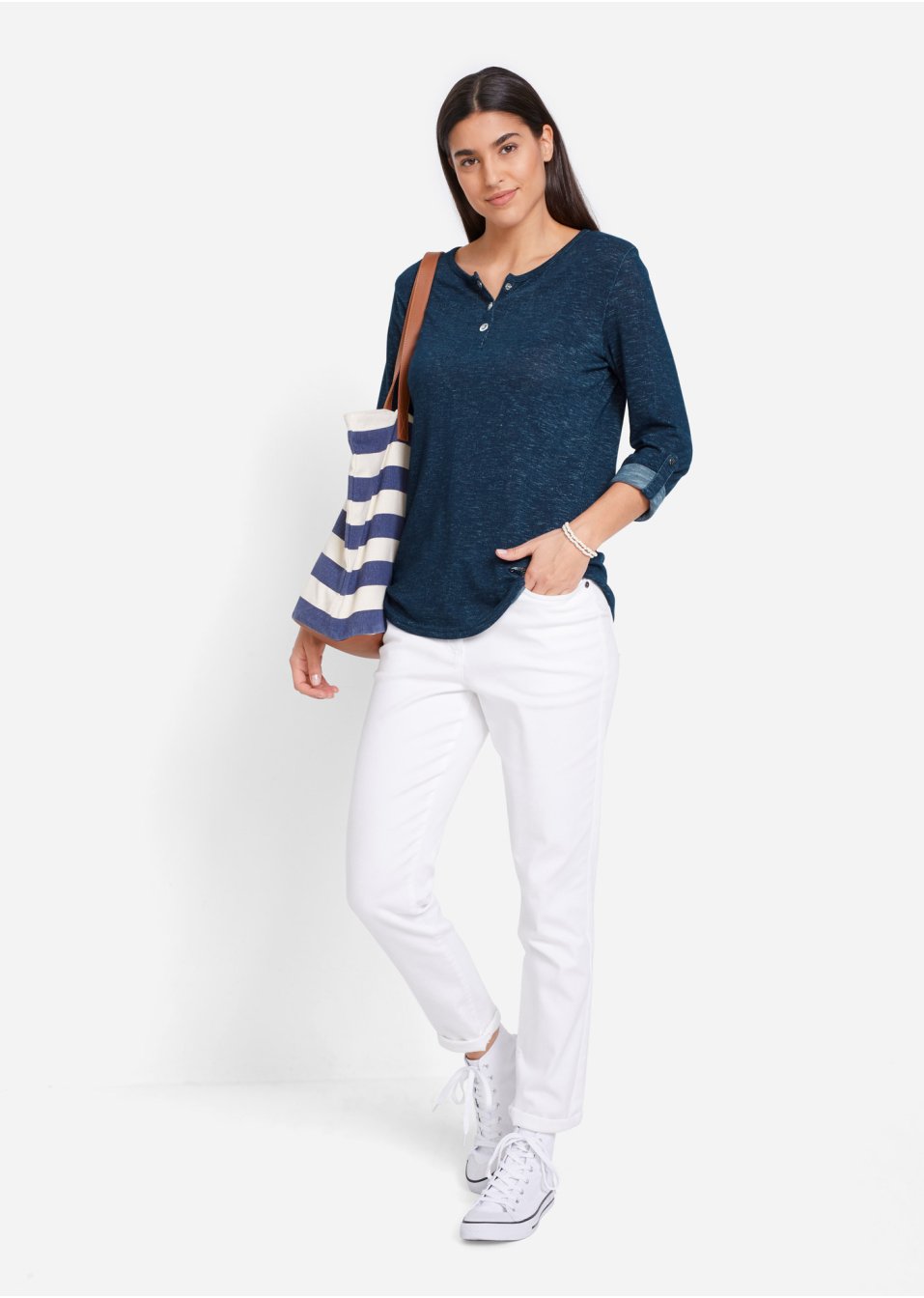 T-shirt manches longues avec patte de boutonnage