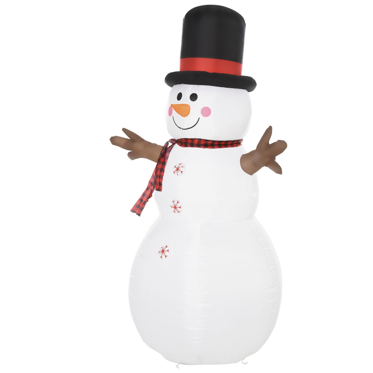 HOMCOM Opblaasbare kerstsneeuwpop, weerbestendig, leds, 100 x 80 x 182 cm, polyester, wit + zwart