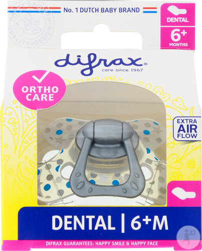 Difrax Sucette Silicone Dental Avec Anneau 6+ Mois 1 Pièce (800)