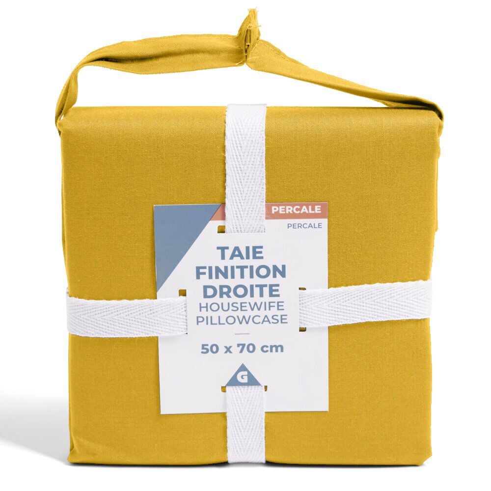 Taie d'oreiller 50x70cm 100% coton percale finition droite marron