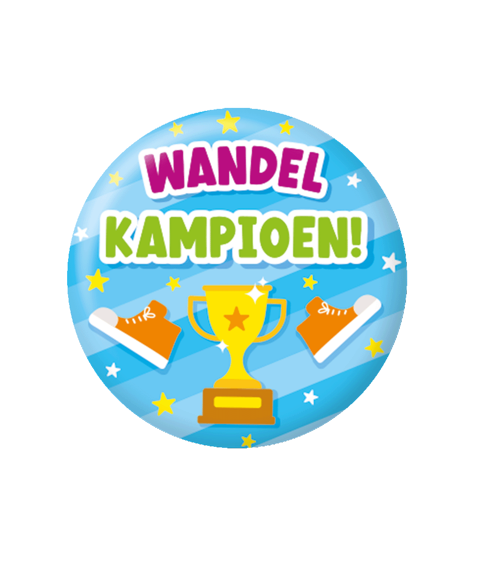 Blauwe Button Wandelkampioen 5,5cm