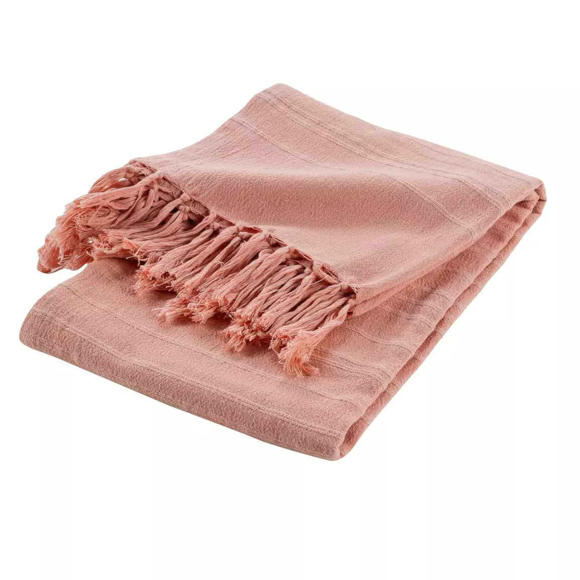 Jeté de canapé coton (150 x 150 cm) Lilia Rose pêche