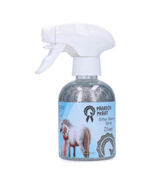 Paardenpraat Glitter Glamour Spray Zilver - Huidverzorging - 250 ml Zilver Spray