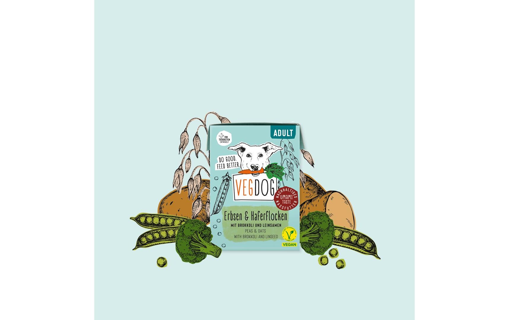 Nassfutter Adult Erbsen + Haferflocken, 10 x 200gHypoallergenes Alleinfuttermittel für ausgewachsene Hunde