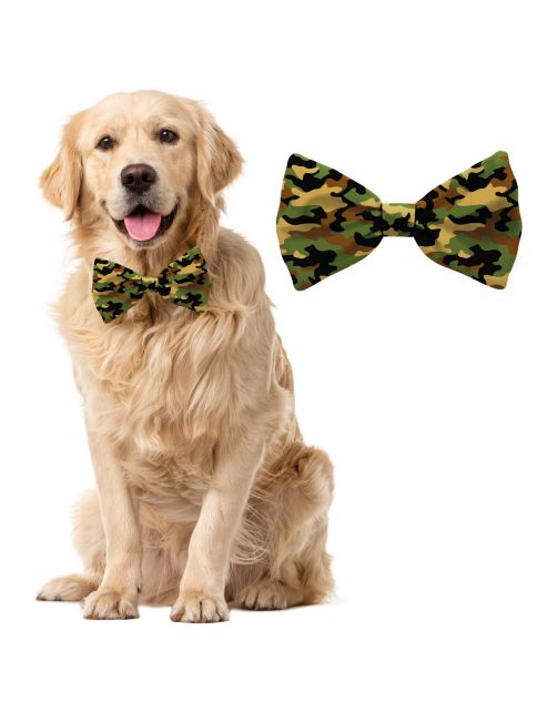 Plenty Gifts Bow Tie Dog Army - Cadeau - 8x16x1 cm Groen Zwart L