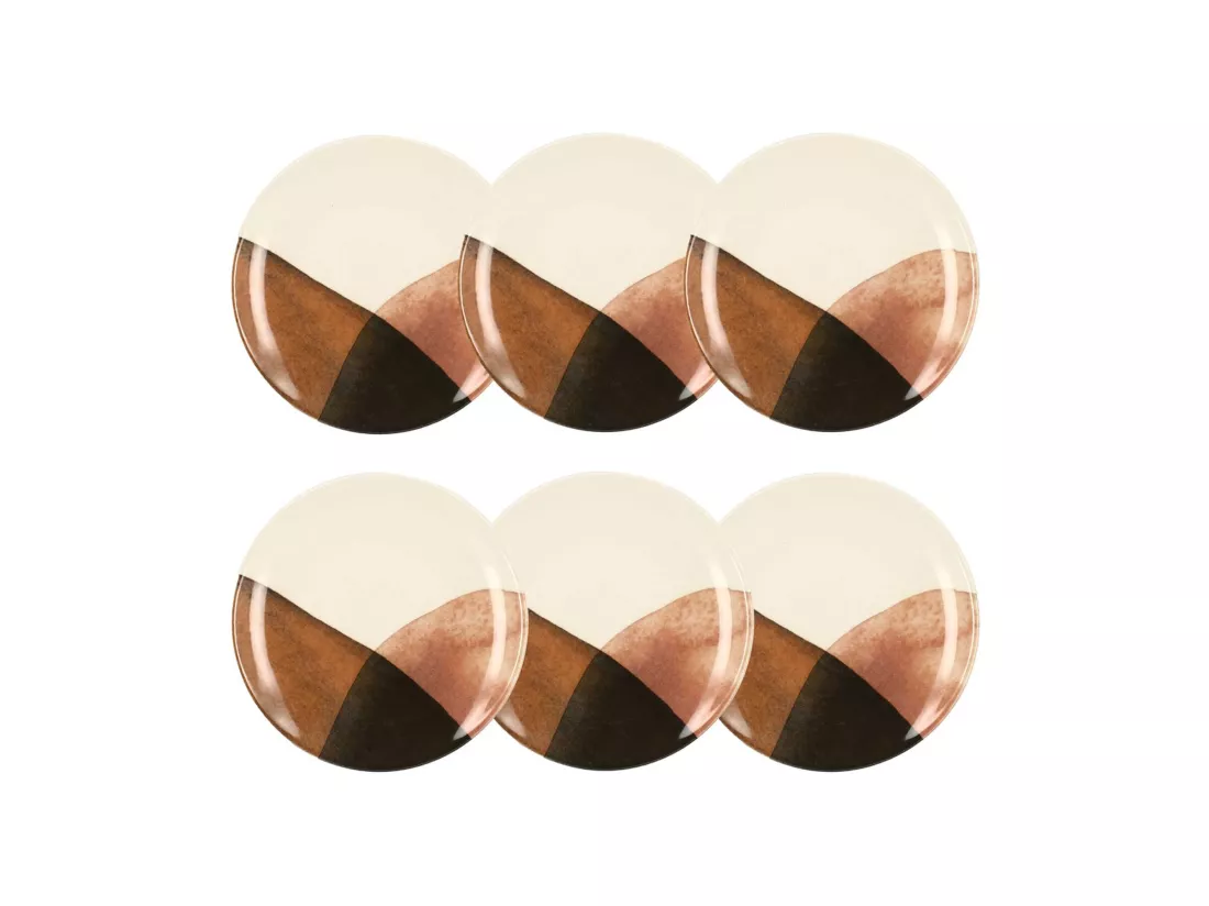 Novastyl - Lot 6 Assiettes Desserts Gaia 19cm En Gres