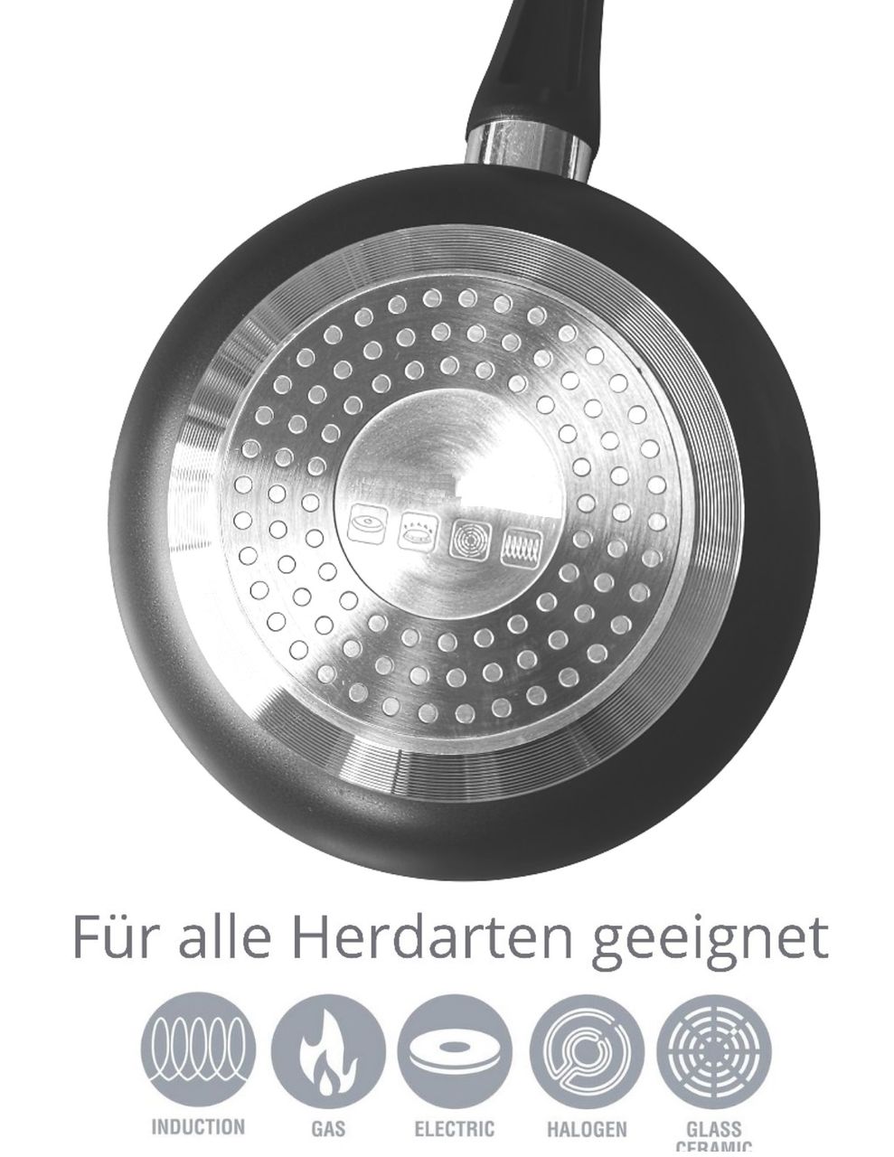 Cheffinger Saucentopf ø 20cm mit Deckel Kasserolle Butterpfanne Schwarz Induktion Marmor Stieltopf