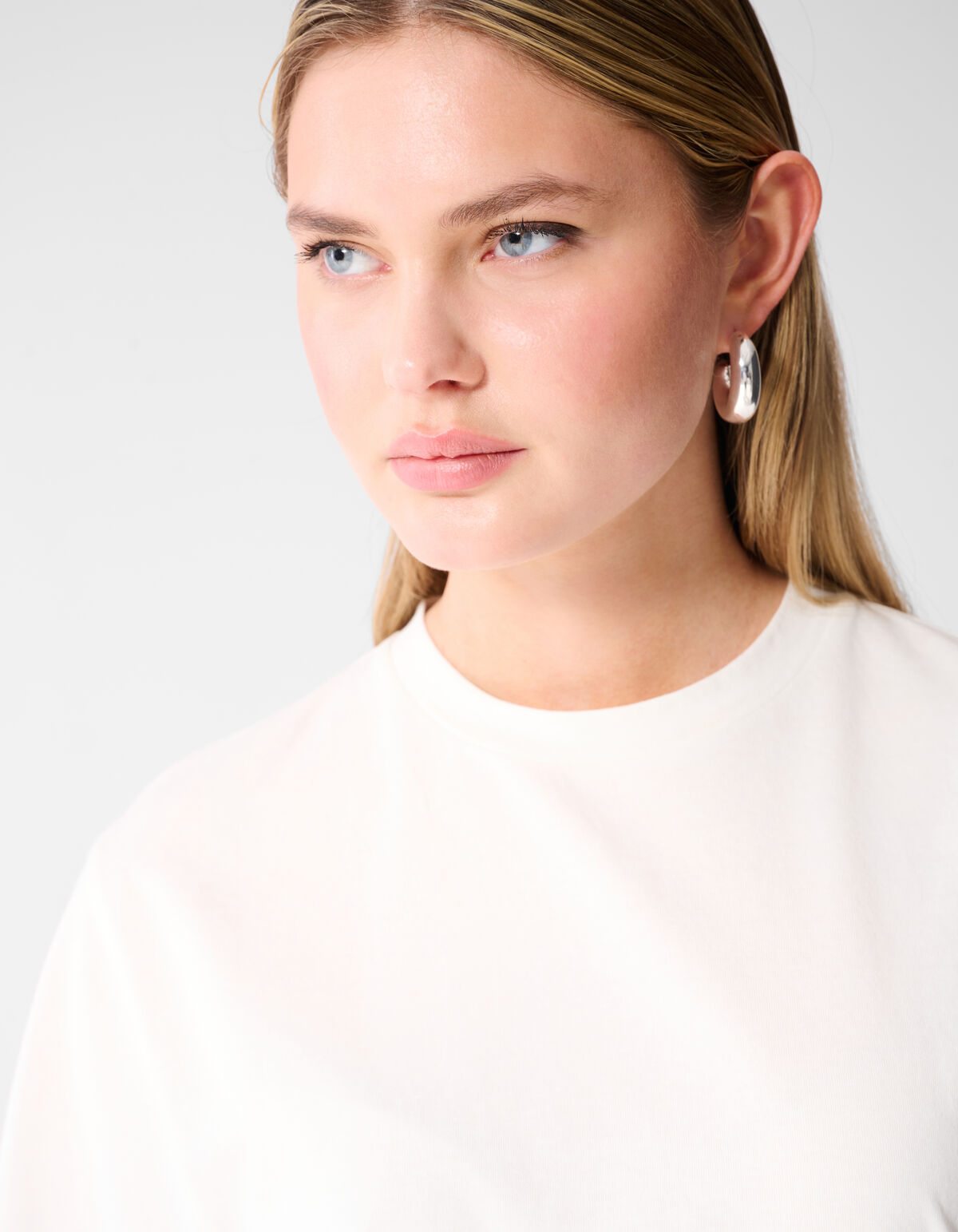 Kanten Satijnen T-shirt Wit