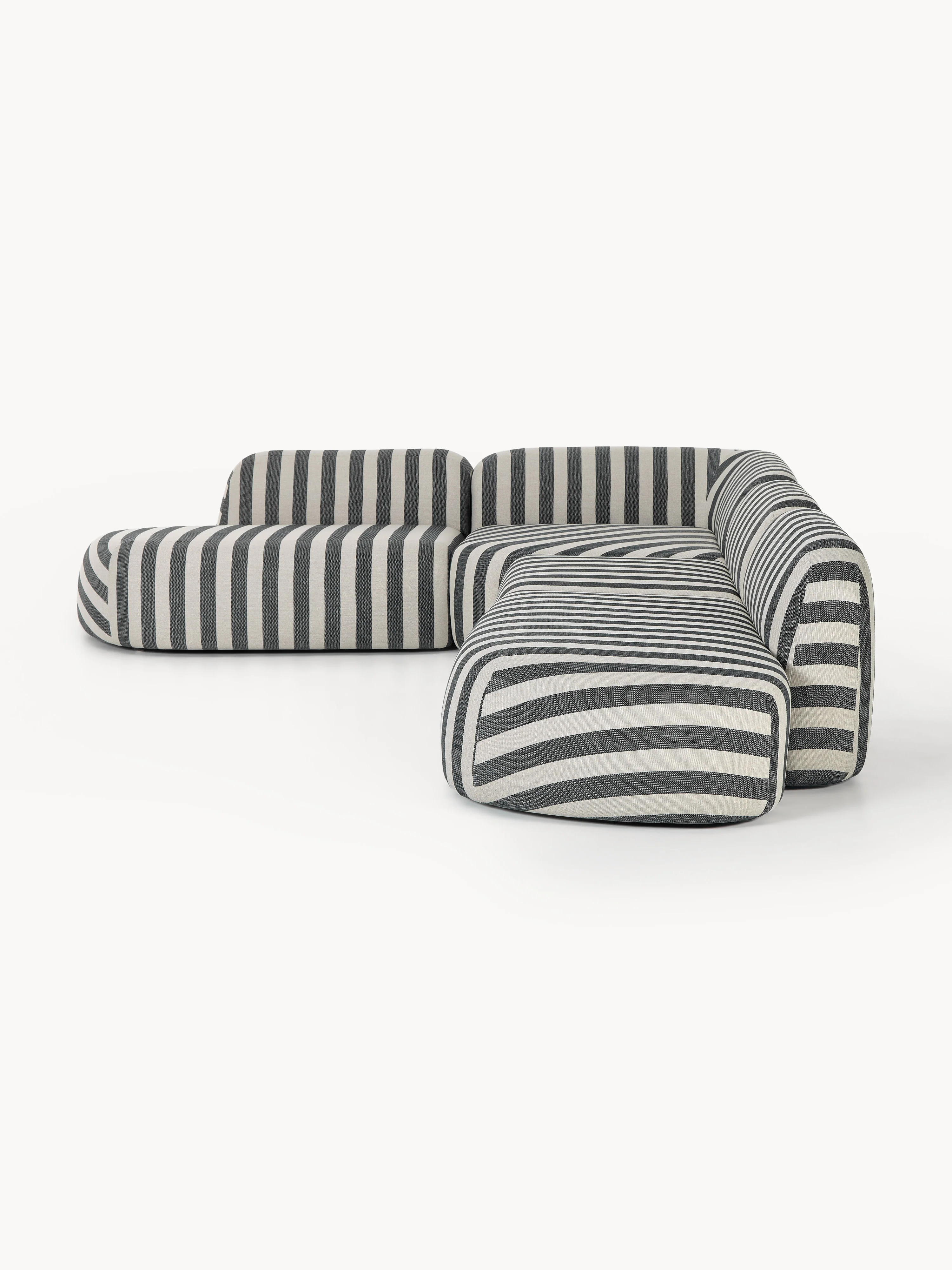 XL modulaire gestreepte hoekbank Wolke met chaise longue