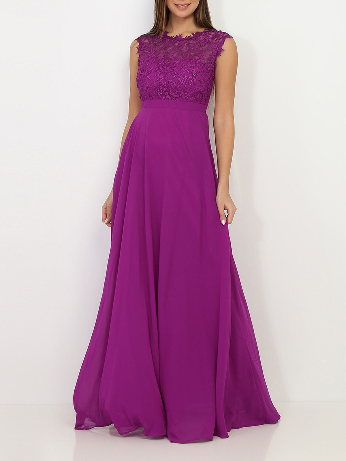 Robe longue à dentelle- Violet
