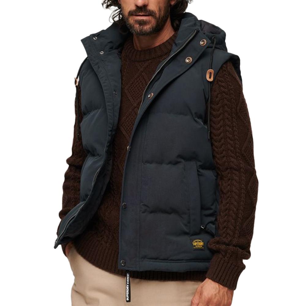 Superdry Doudoune sans Manche Marine Homme SUPERDRY Everest Hooded Puffer