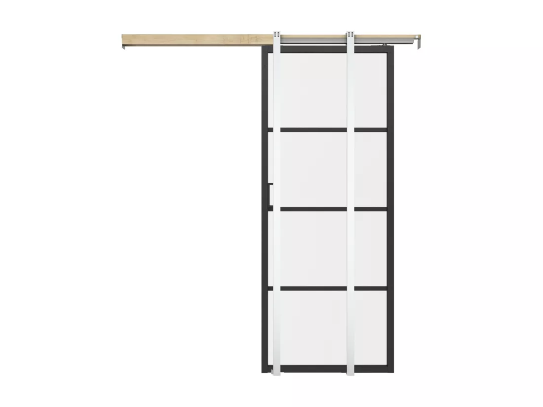 Porte coulissante avec système à galandage - aluminium et verre trempé dépoli - H205 x L73 cm - SINCA II