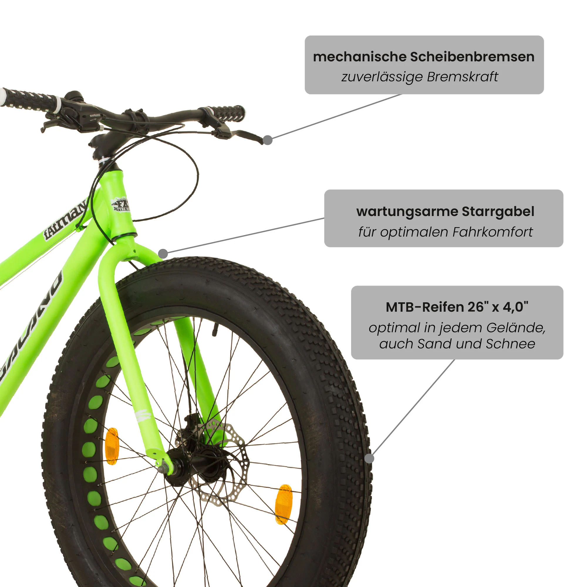 Galano Fatman 4.0 Fatbike 26 Zoll Herren Damen ab 155 cm Fahrrad 7 Gang MTB