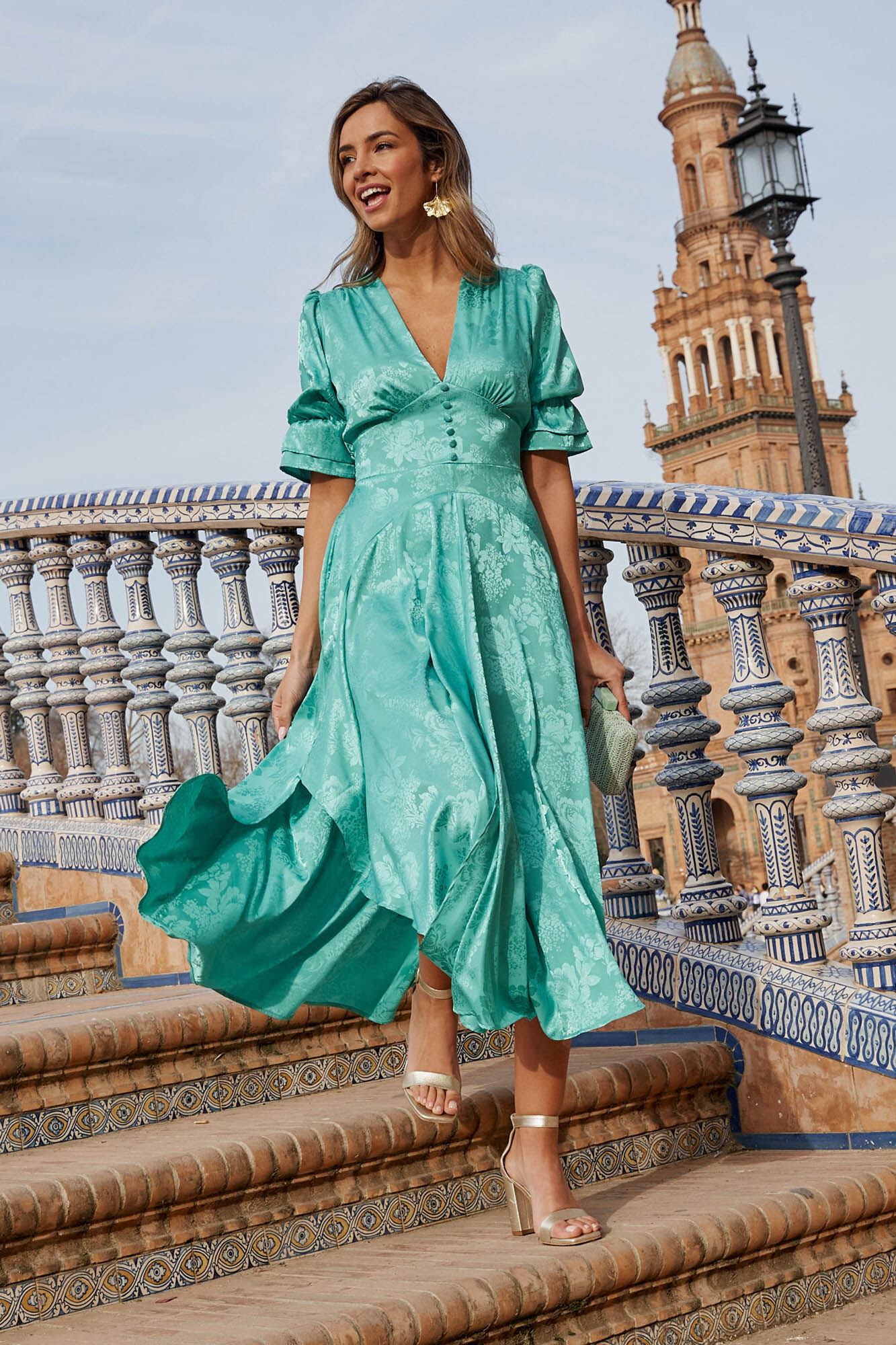 Vestido longo turquesa - Turquesa