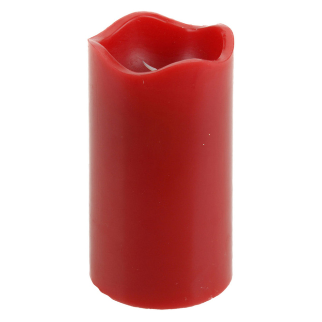 LED-Kerze - aus Echtwachs - ca. 7 x 13 cm - rot