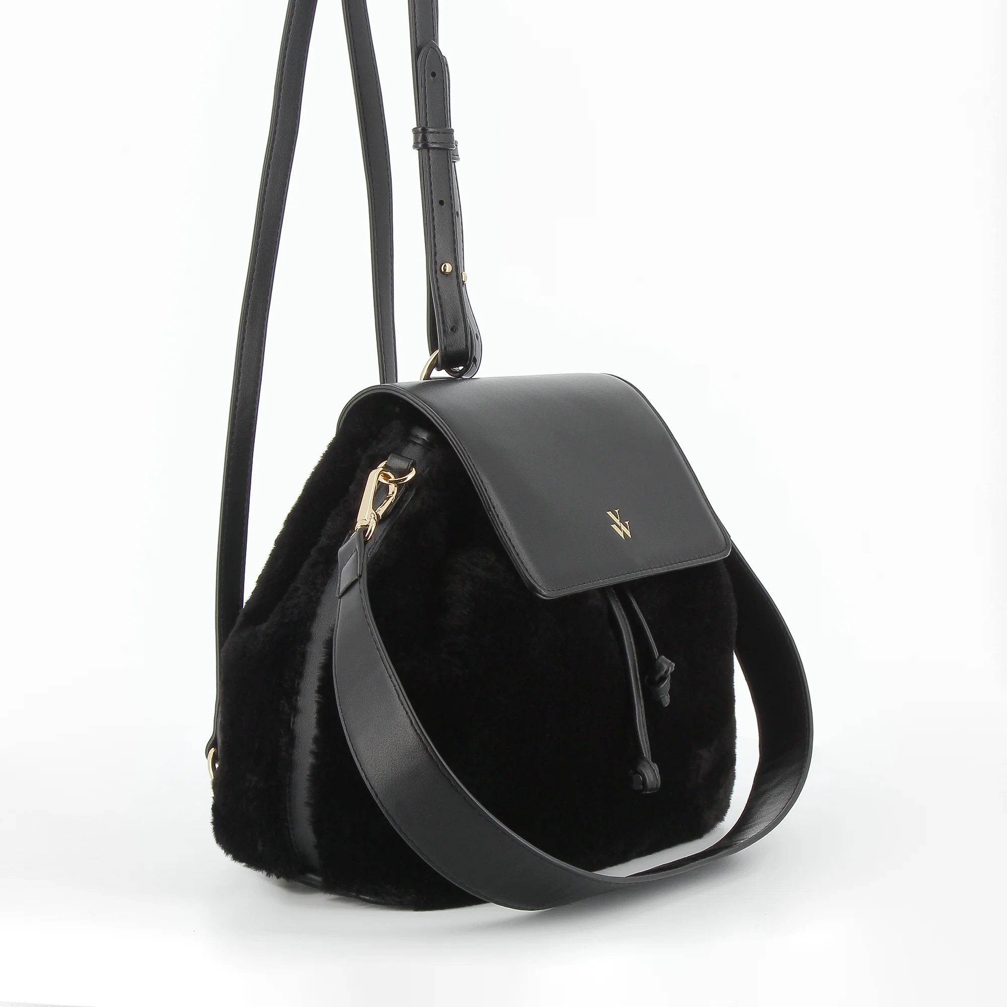 Sacs-Sac à dos Edith noir en fausse fourrure