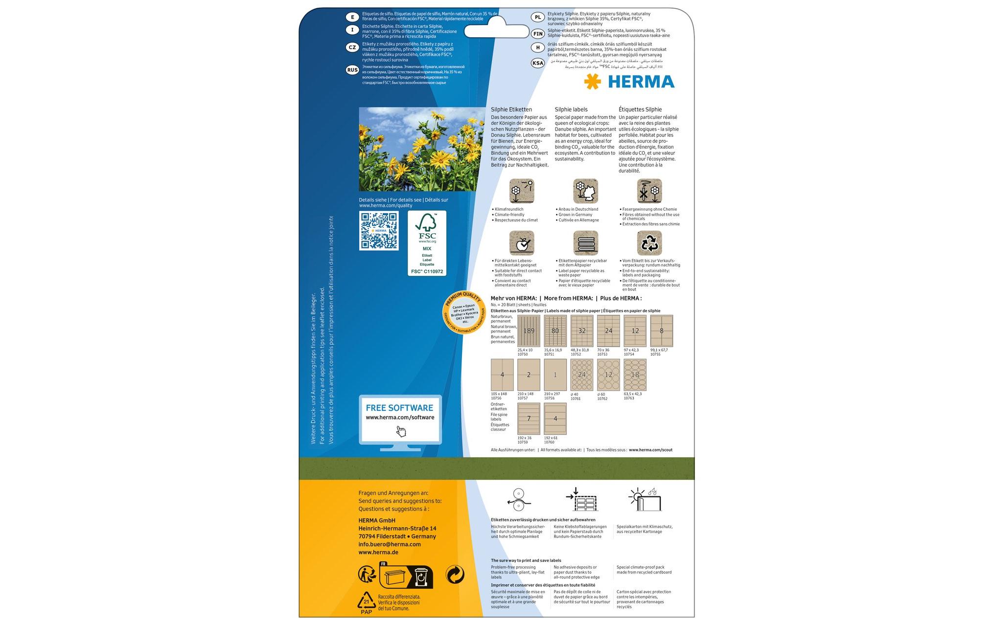 Vielzweck-Etiketten 63.5 x 42.3 mm, 20 BlattUmweltfreundliche Produkt-Etiketten