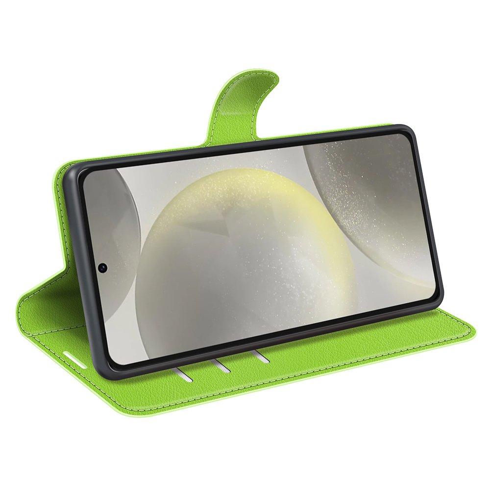 Samsung Galaxy S24 FE Leder Tasche Flip Cover Litchi Look - Grün
